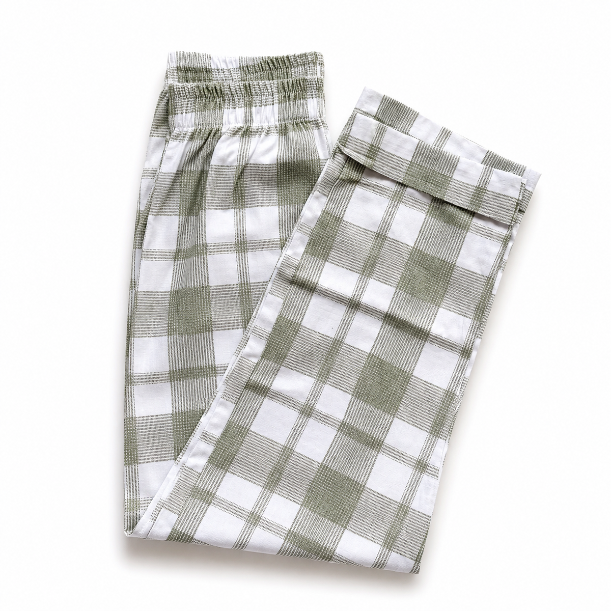 Olive Charm Frill Checks Nightsuit