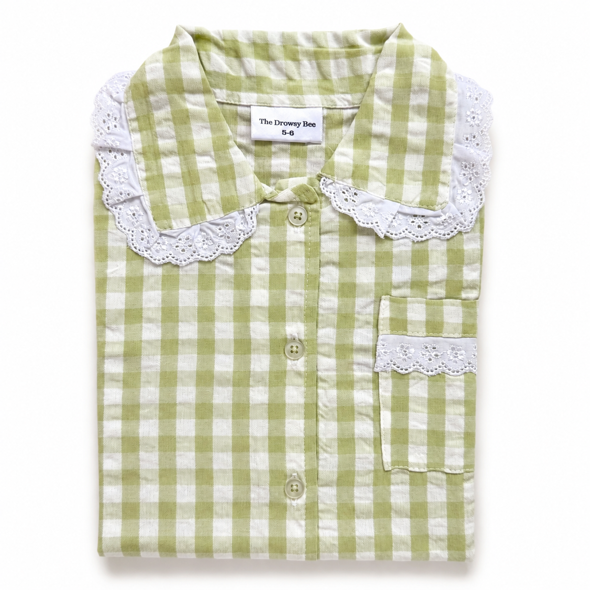 Green Charm Frill Checks Nightsuit