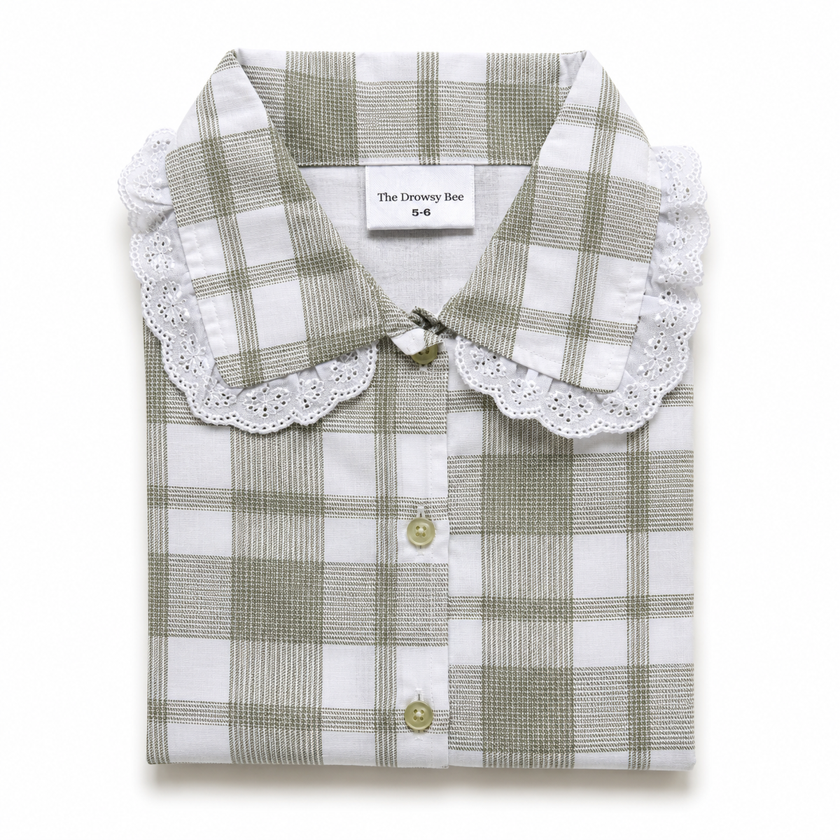 Olive Charm Frill Checks Nightsuit