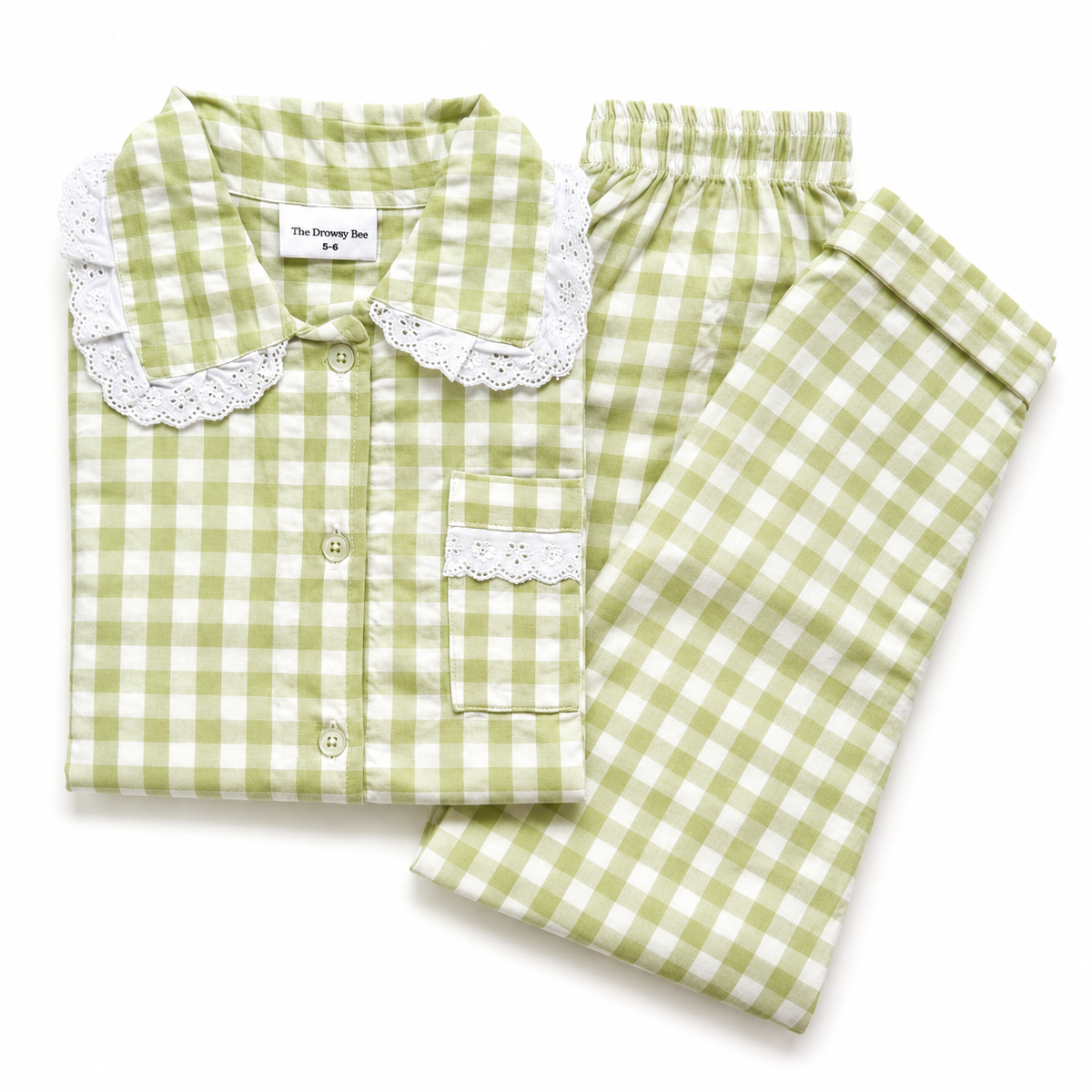 Green Charm Frill Checks Nightsuit