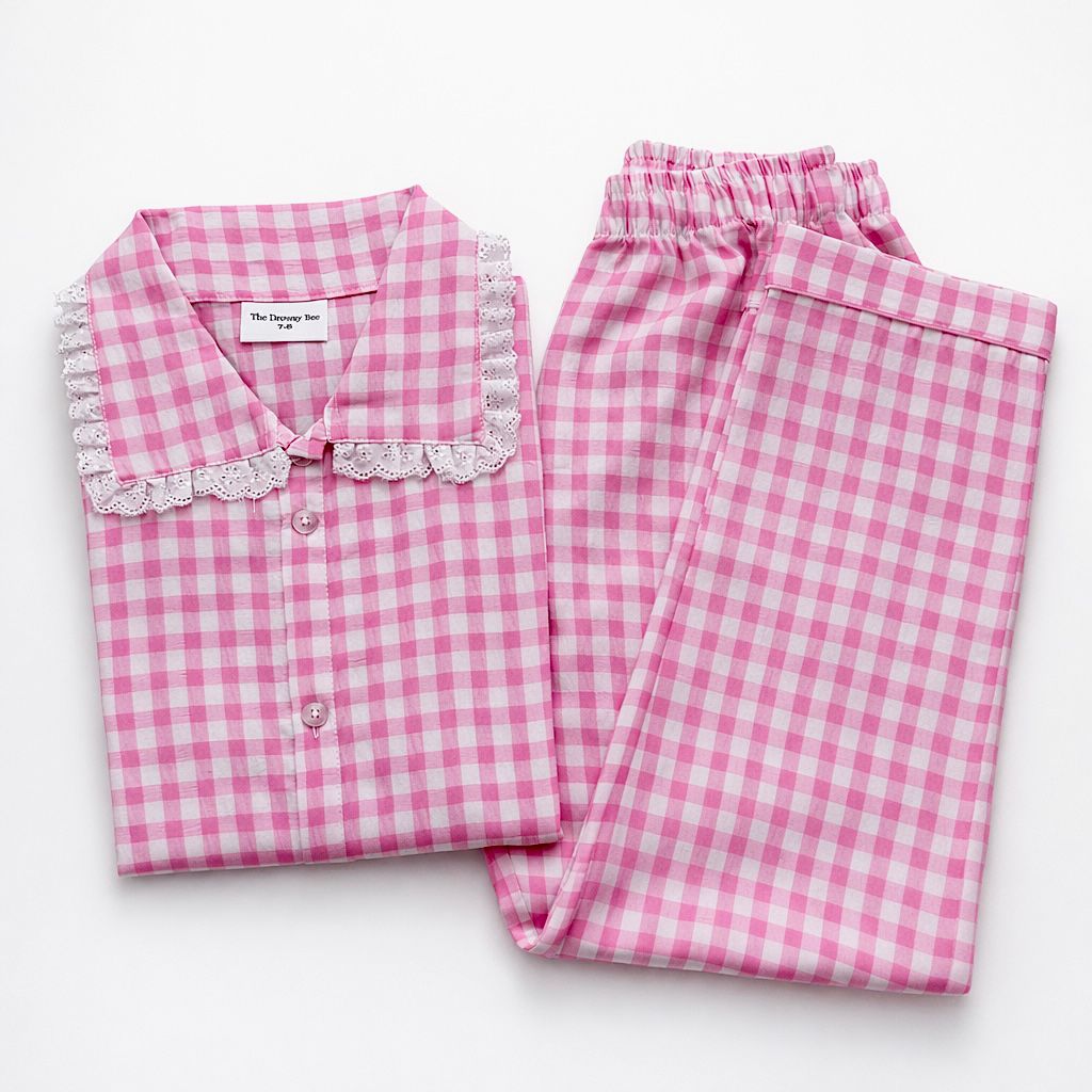 Pink Check Frill Nightwear
