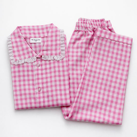 Pink Check Frill Nightwear