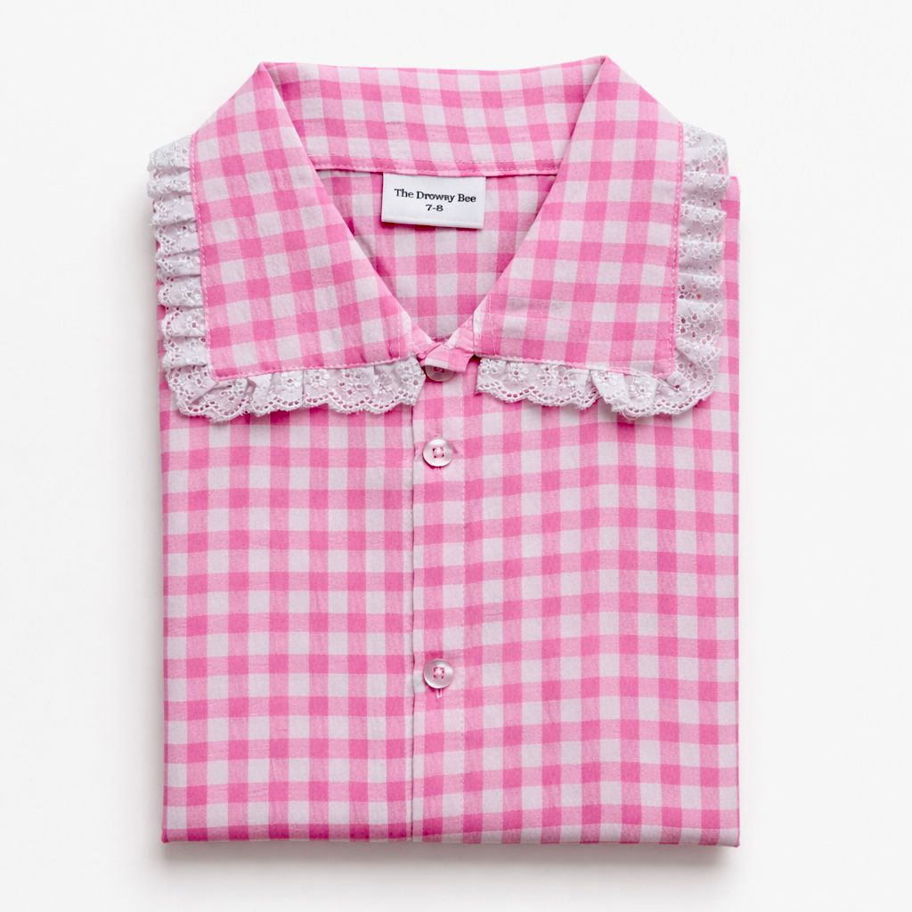 Pink Check Frill Nightwear