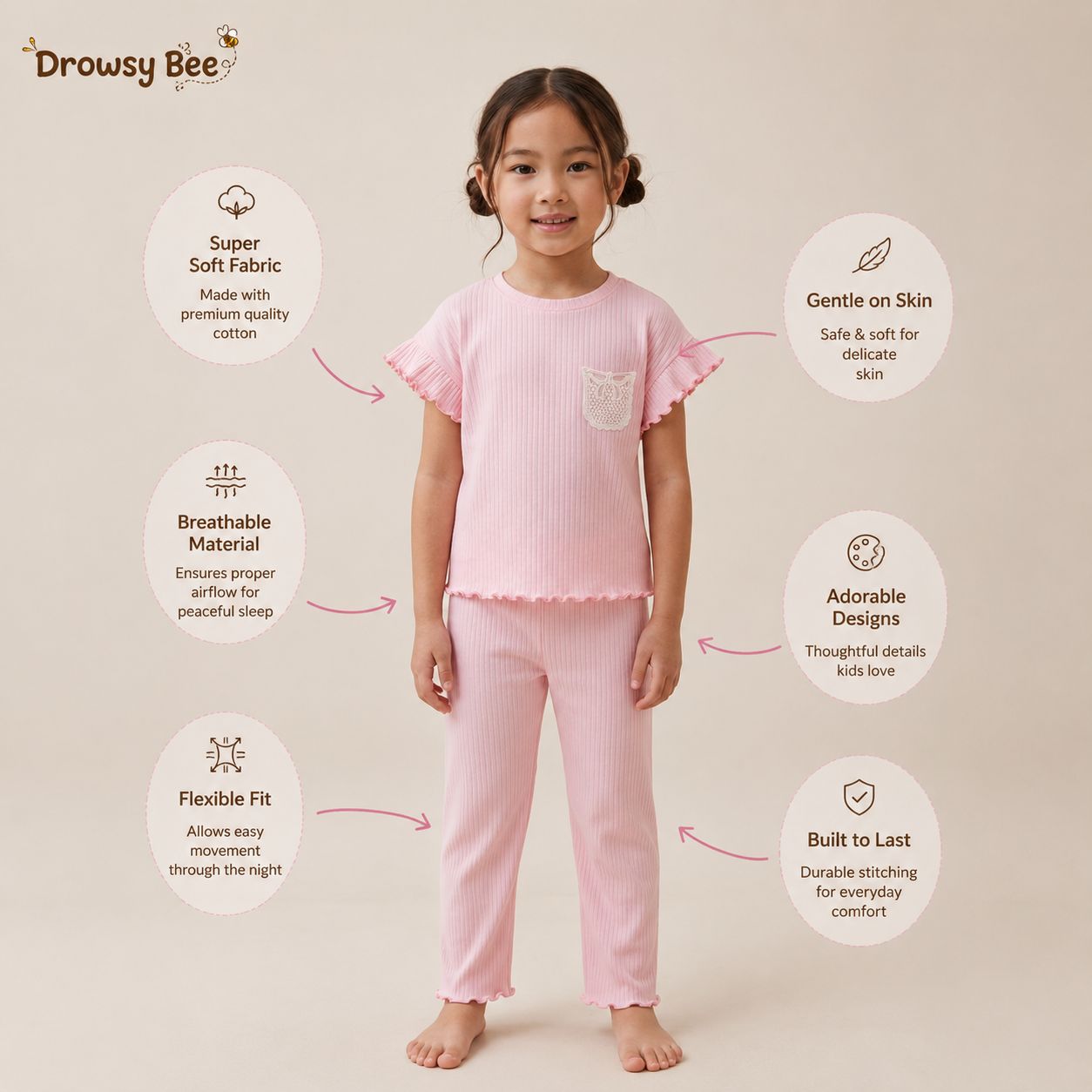 Pink Stripes Nightsuit