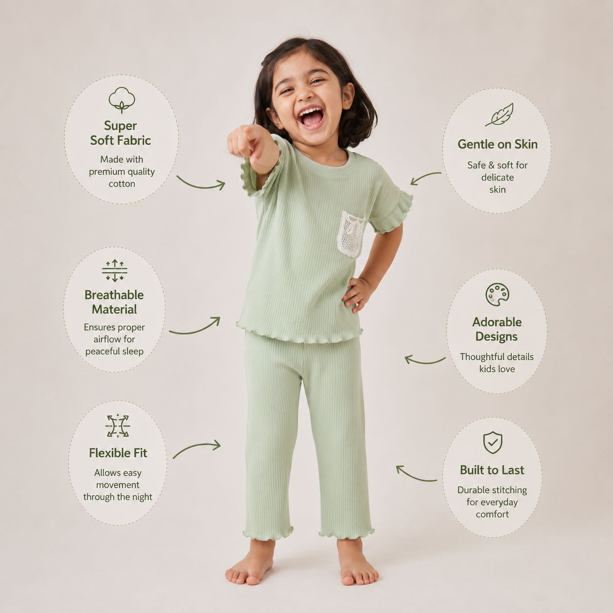 Green Stripes Nightsuit